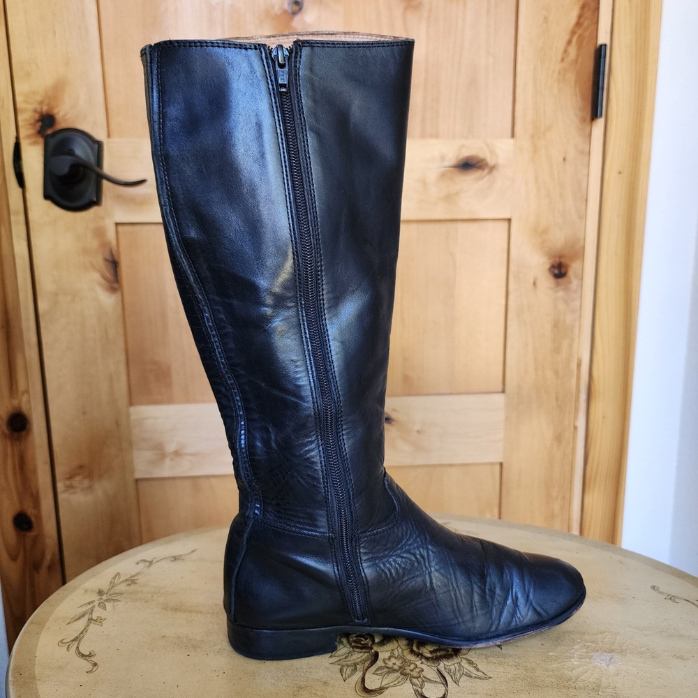 Corso Como 7.5M Black Leather Tall Riding Boots Preppy Quiet Luxury Equestrian - Picture 5 of 9